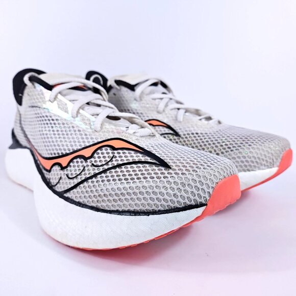 Saucony Endorphin Pro 3 Mens 12.5 Carbon Plate Racing Running Shoes White Black